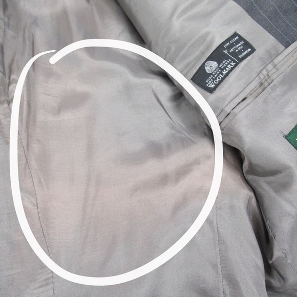 Lauren Ralph Lauren Gray Wool Pinstriped Suit Jacket Blazer Mens Size 40R - Picture 8 of 10